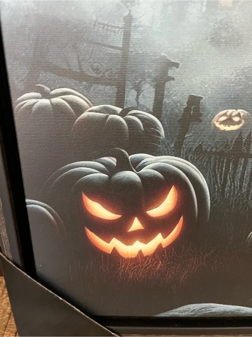 Eerie Haunted Mansion Halloween Tapestry in Black and Orange